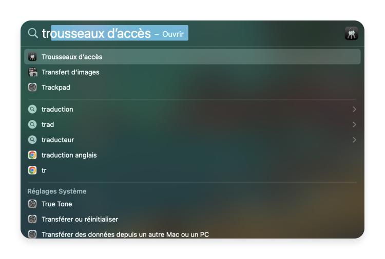 Trousseaux d&#39;accès sur Mac