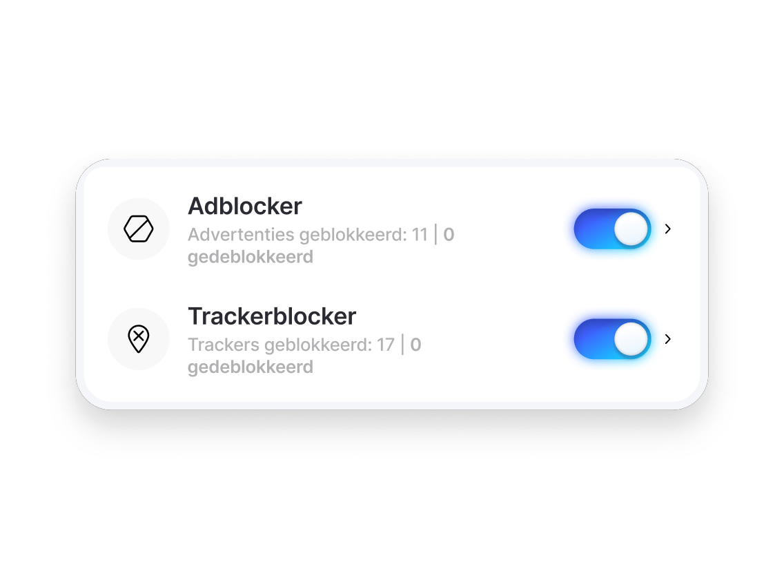 Ad- en trackerblockerfuncties ingeschakeld in het dashboard van de next-gen antivirus van NordVPN.