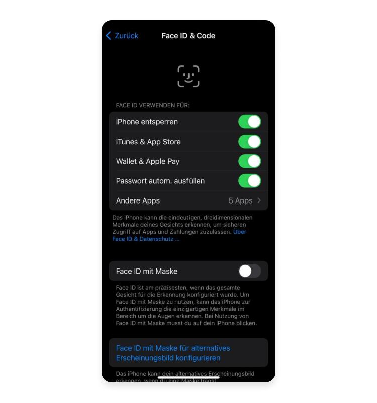 Face ID iphone einstellen