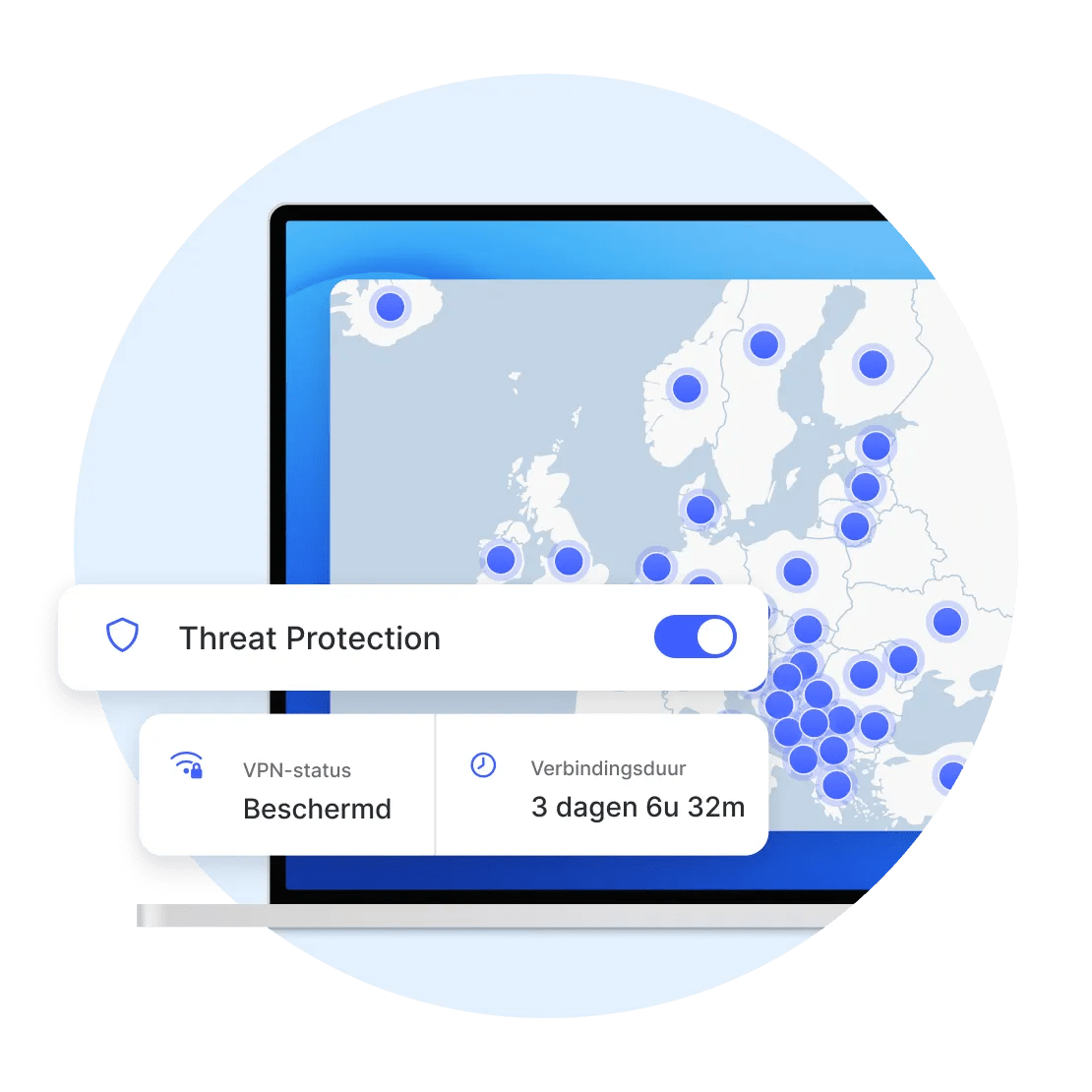 NordVPN-app op een laptop met Threat Protection Pro ingeschakeld.