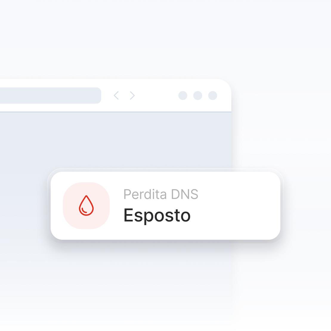 Un frammento di una finestra del browser internet che segnala una perdita DNS.