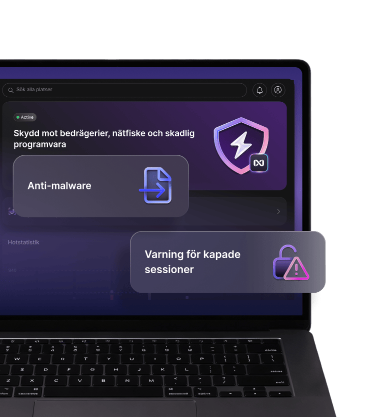 En bärbar dator som har nästa generations antivirus från NordVPN aktiverat.