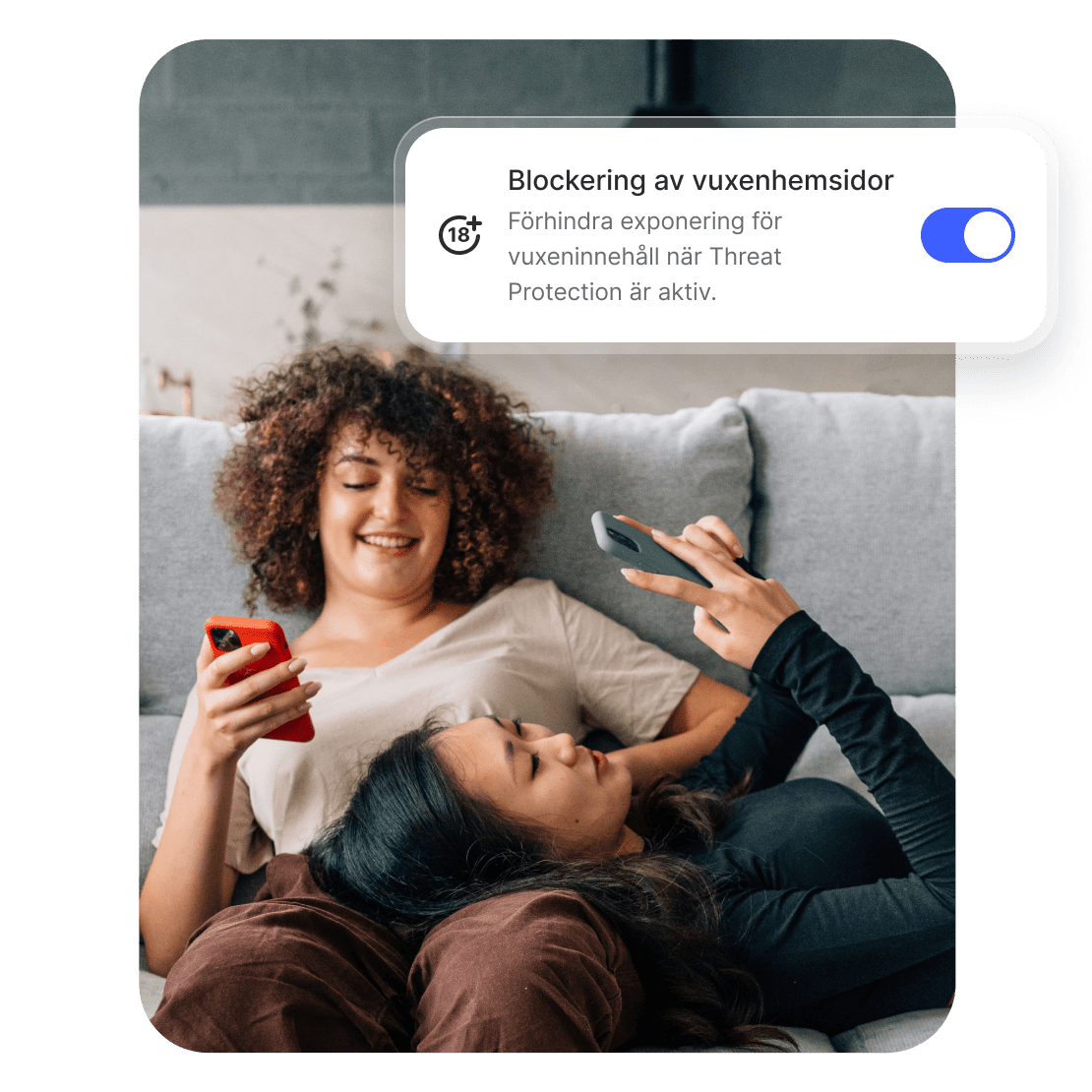 Två vänner använder blockeraren för vuxenhemsidor för att hålla sig säkrare online.