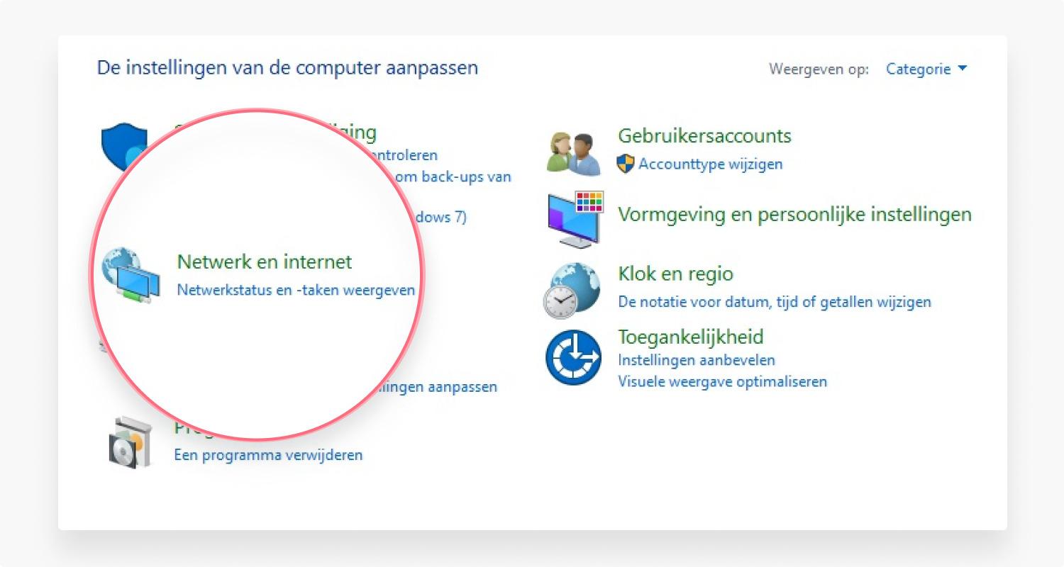 Je kunt het IP-adres van je router ook via het Control Panel vinden stap 2