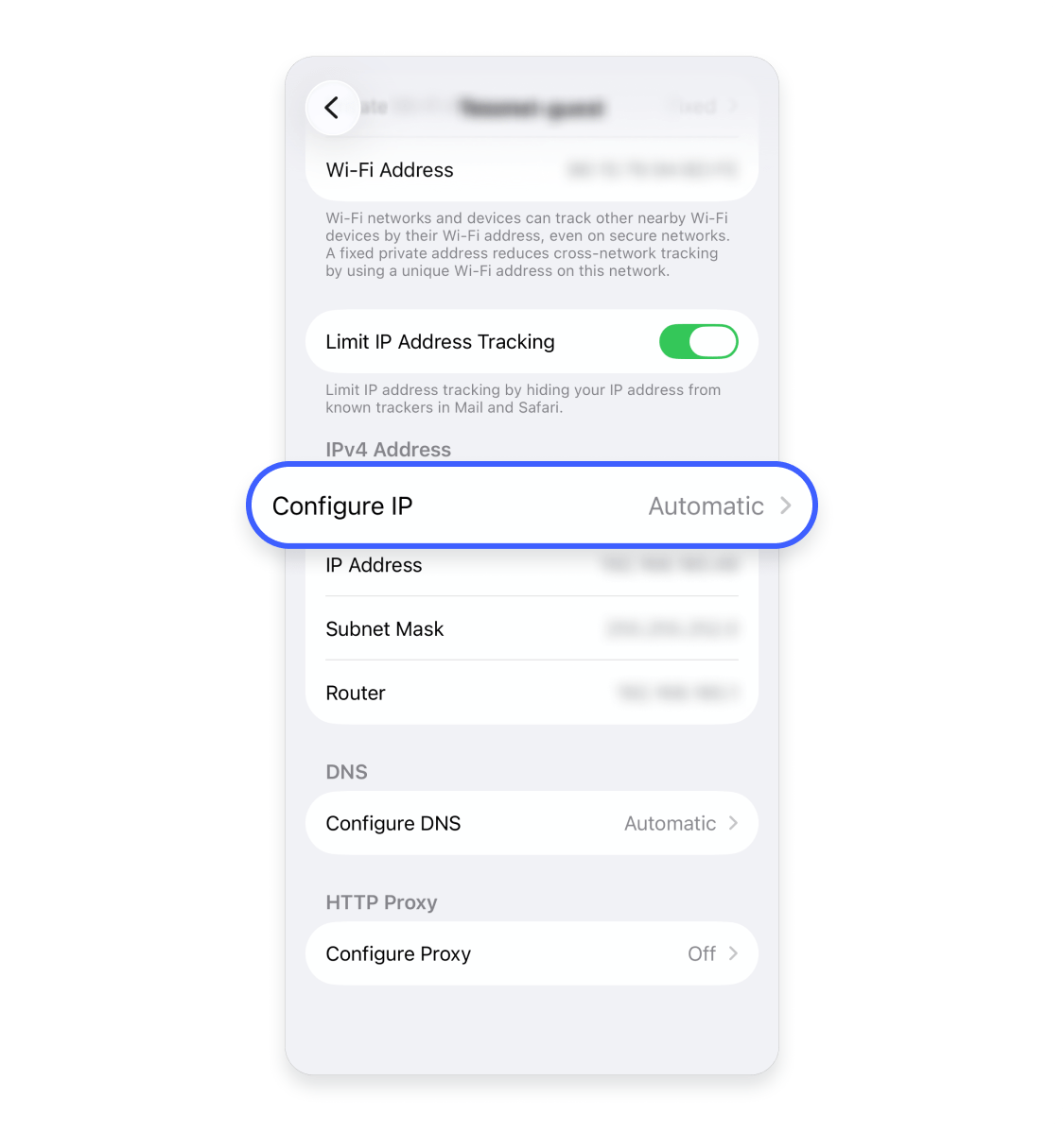 How to change the IP address on an iPhone: Step 4