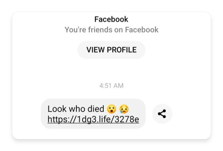 Phishing message on Messenger