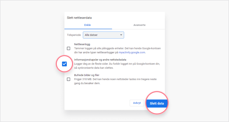 fjerne informasjonskapsler Chrome: trinn 3