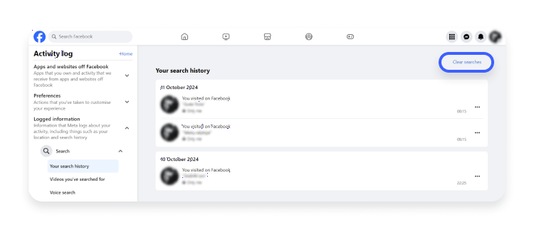 Search history 40