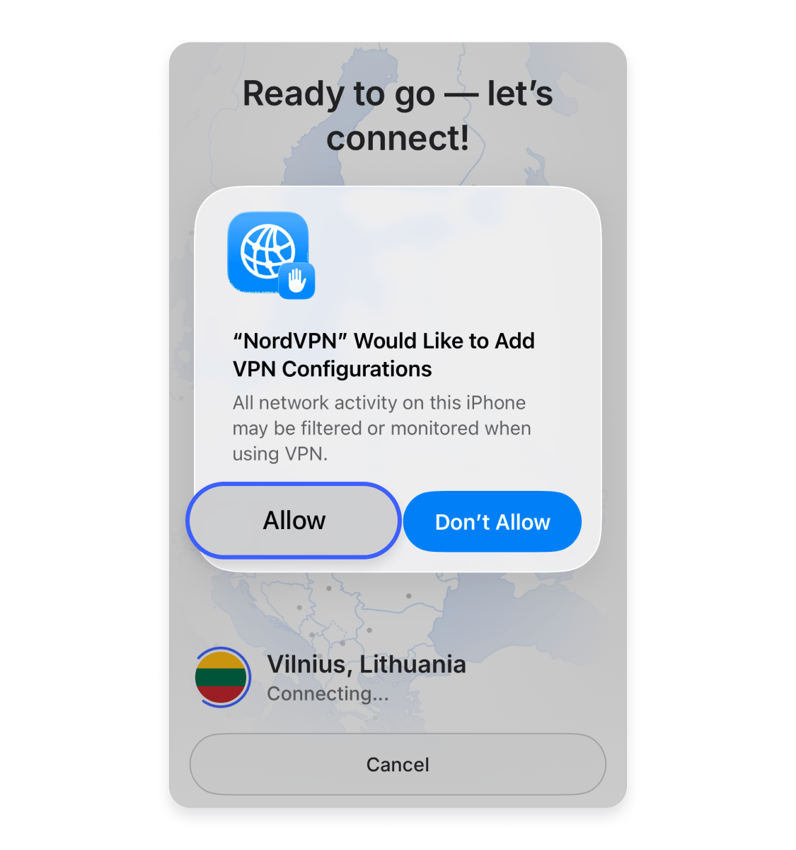How to set up a VPN on an iPhone using an app: Step 6.