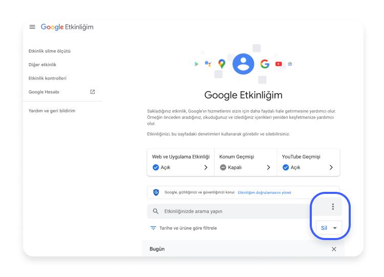 Google geçmişi sil işlemini bireysel aramalar için yapma: aşama 2