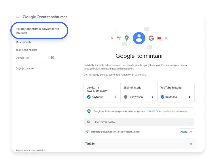 Miten poistan Google-haut pysyvästi vaihe 1