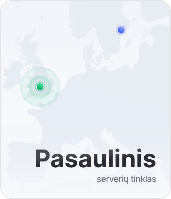 Žemėlapio fragmentas, kuriame rodoma, kad „NordVPN“ turi VPN serverius daugiau nei 178 vietovių.
