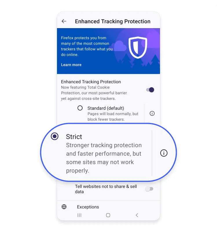 How to stop pop-up ads on Firefox on an Android phone: Step 4