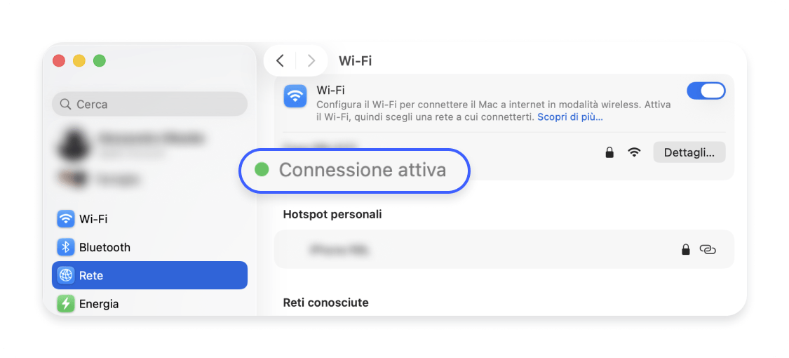 Rete connessa macOS