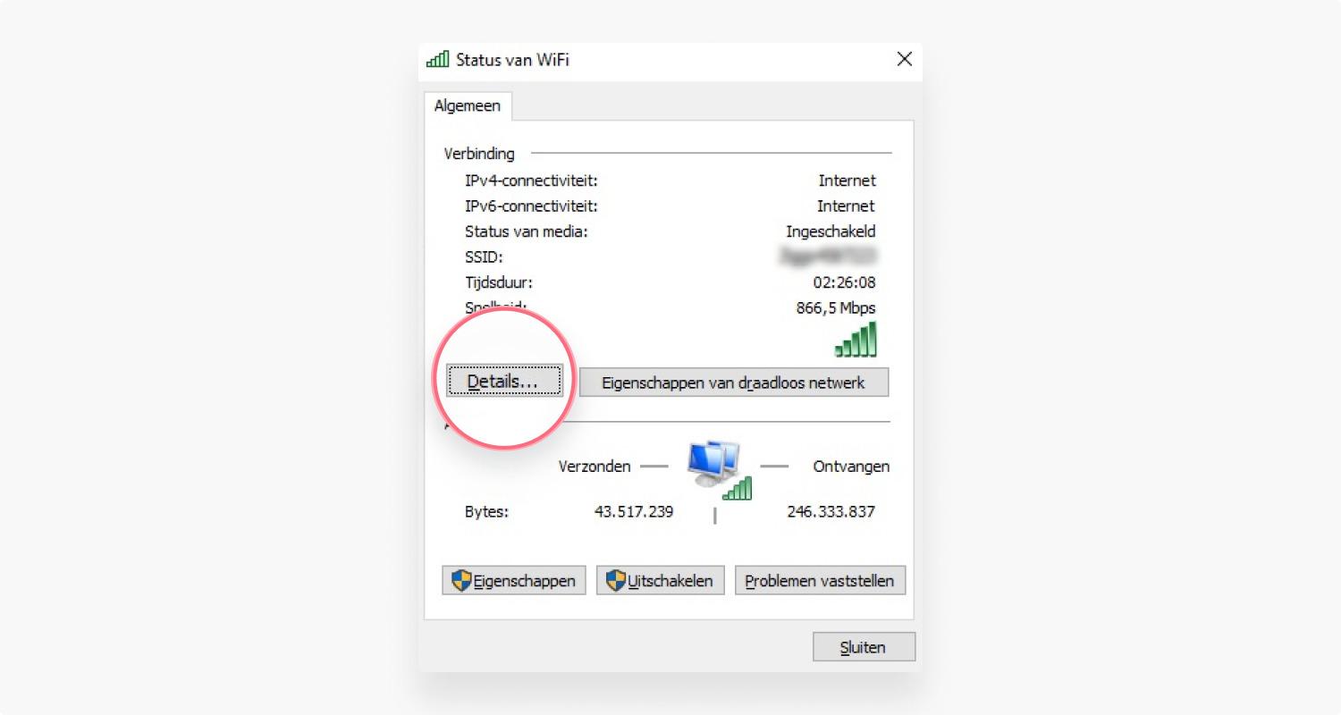 Je kunt het IP-adres van je router ook via het Control Panel vinden stap 4