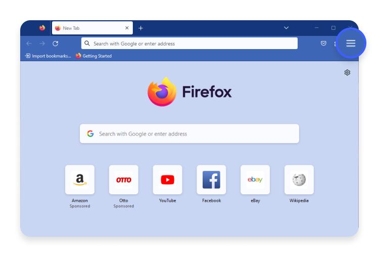 go incognito in firefox: step 1 - open settings