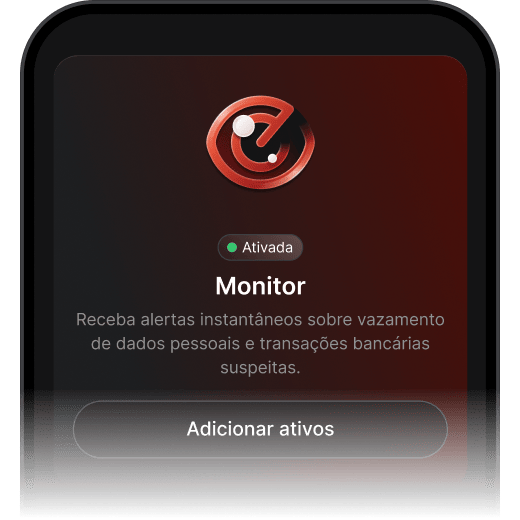 Um ecrã de dispositivo que mostra que a funcionalidade de monitorização da NordVPN está ativa e configurada para enviar alertas.