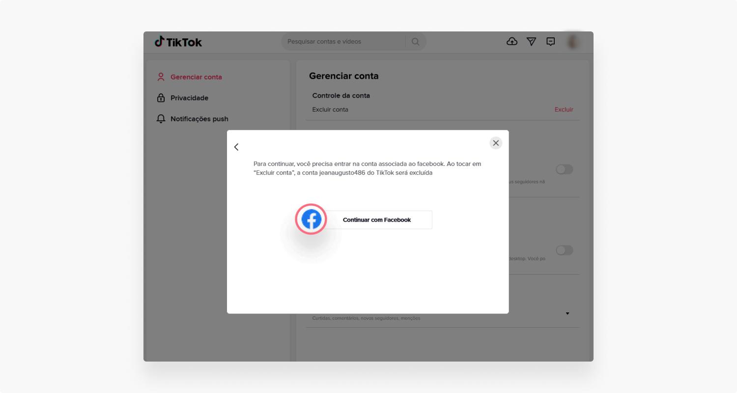 excluir conta do TikTok pelo computador: passo nº6