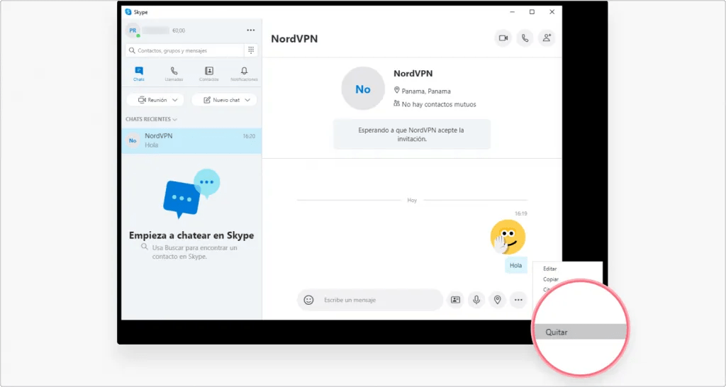 borrar las conversaciones de Skype paso 2