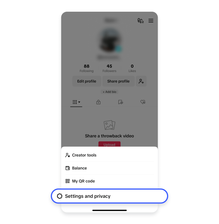 TikTok settings and privacy