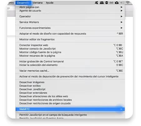 desactivar el WebRTC en Safari 3