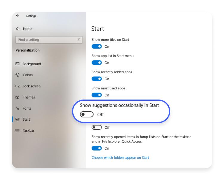 windows10 show suggestions