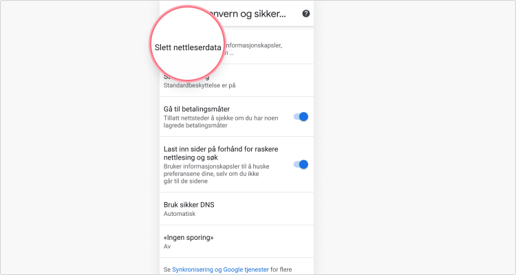 fjerne informasjonskapsler på telefon: trinn 3