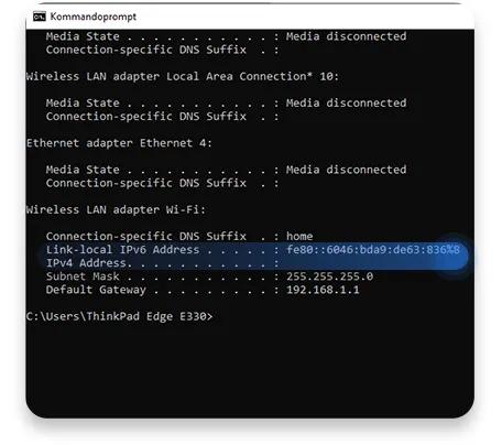 router ip windows cmd