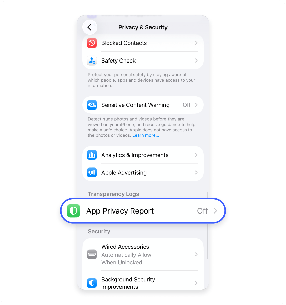 How to review app privacy settings on an iPhone: Step 2.