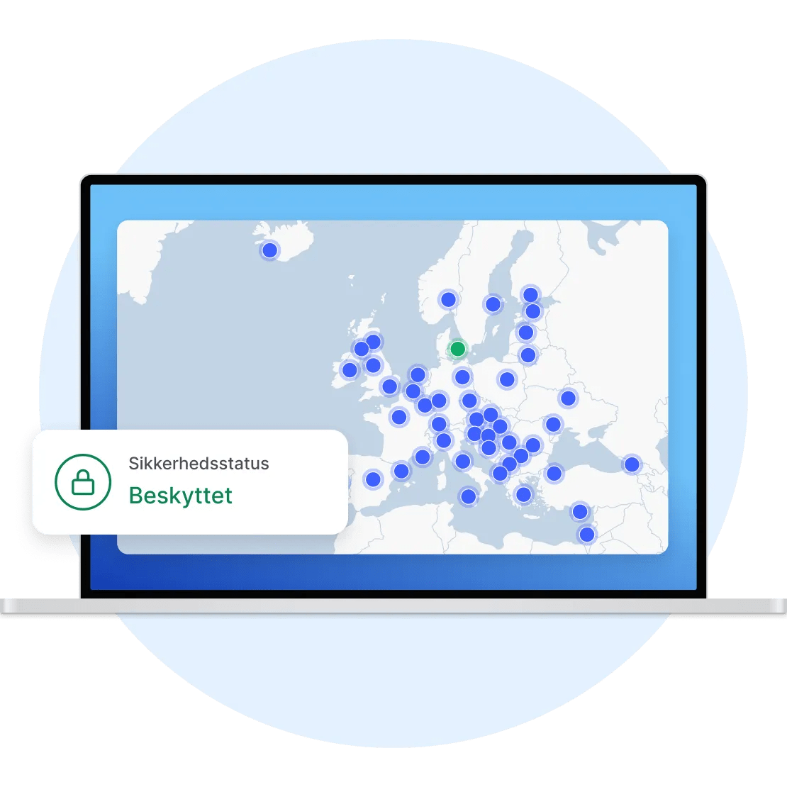 En bærbar computer, der er beskyttet af NordVPN, og som er købt med Critical Role-koden. 