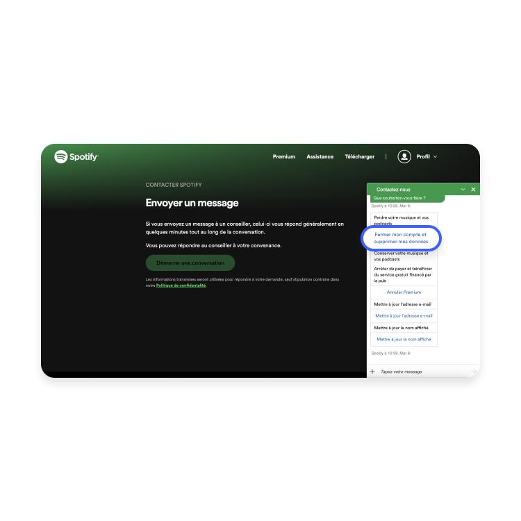 Fermer mon compte et supprimer mes données