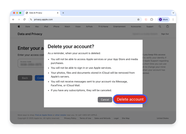How to permanently delete an Apple ID account: Step 7