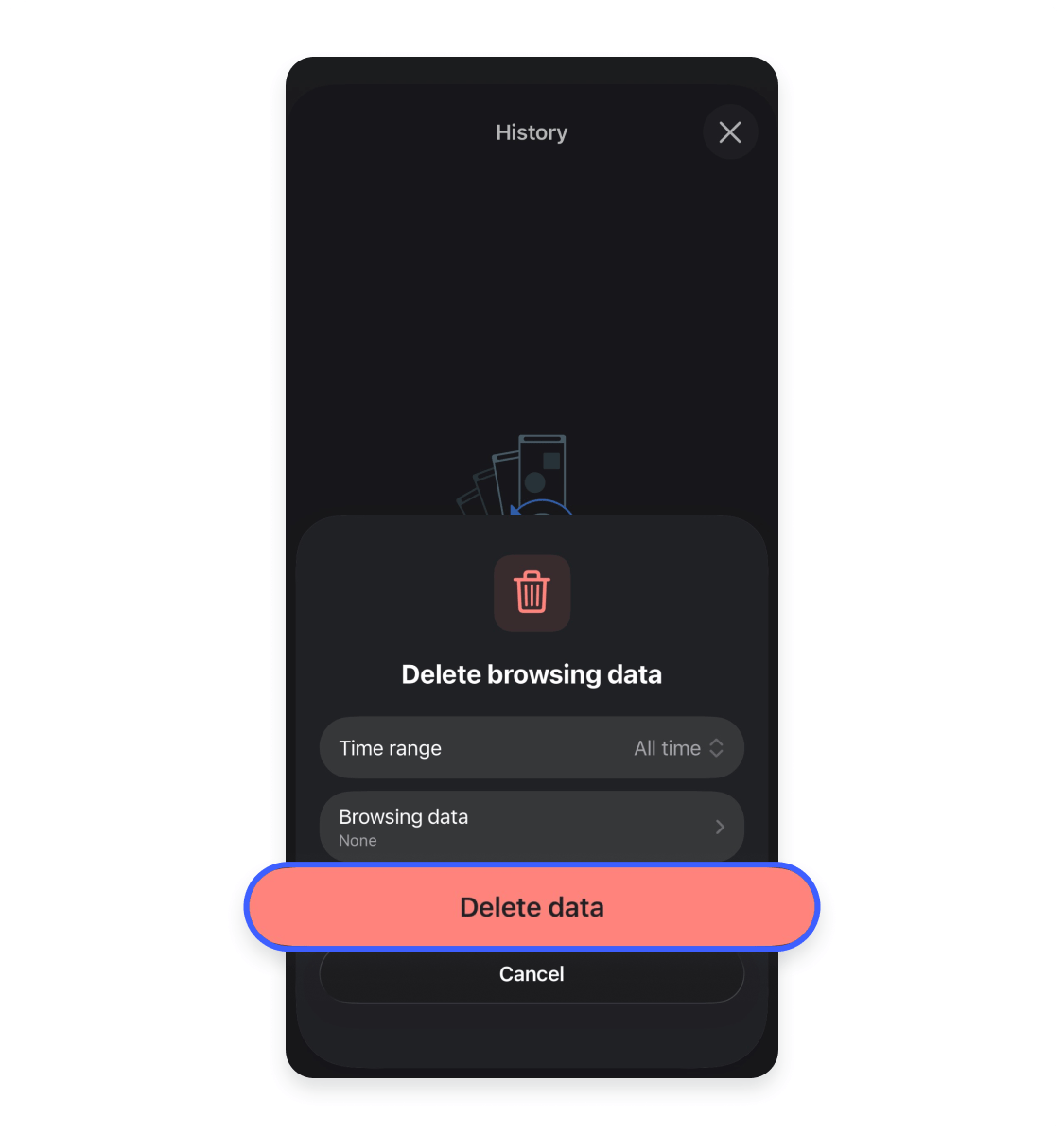 Clearing Autofill data on Chrome Step (mobile) Step 8