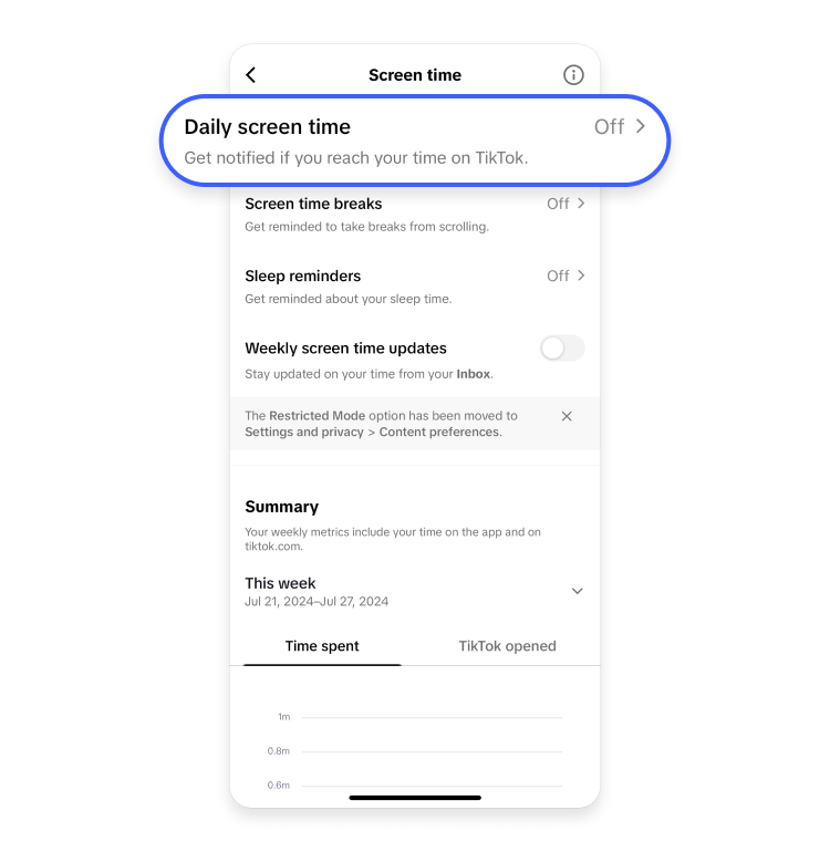 step 5 to set up screen time management on TikTok