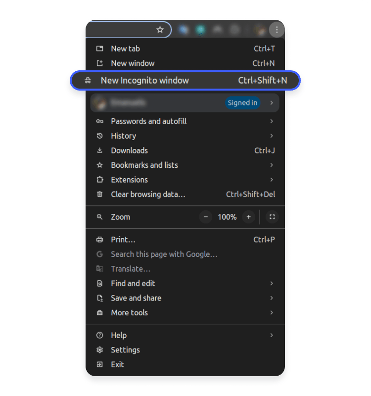 New Incognito window on Linux