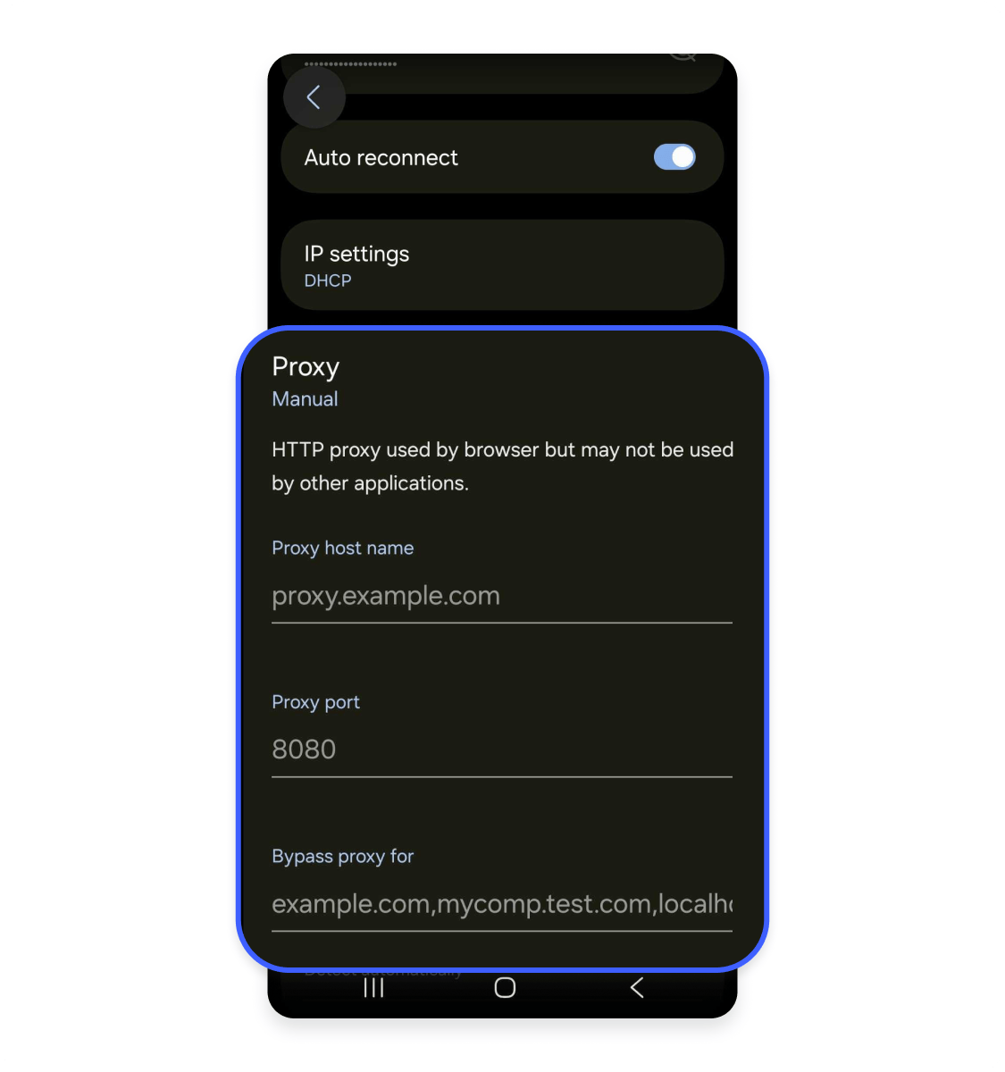 Setting up proxy server on Android