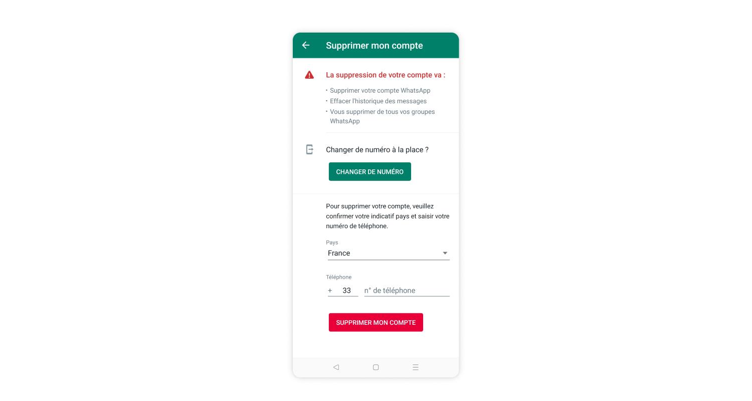 Confirmer la suppression du compte