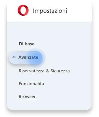 Come disattivare WebRTC su Opera passo 2
