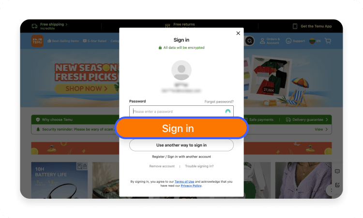 How to delete your Temu account via the website 1