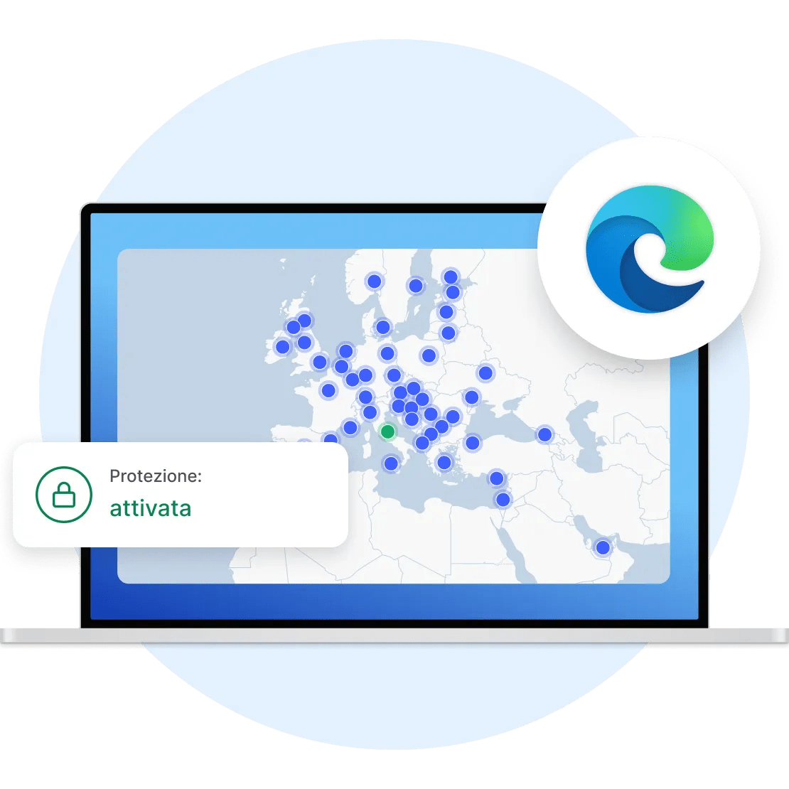 La nostra interfaccia VPN per Microsoft Edge su uno sfondo nordico