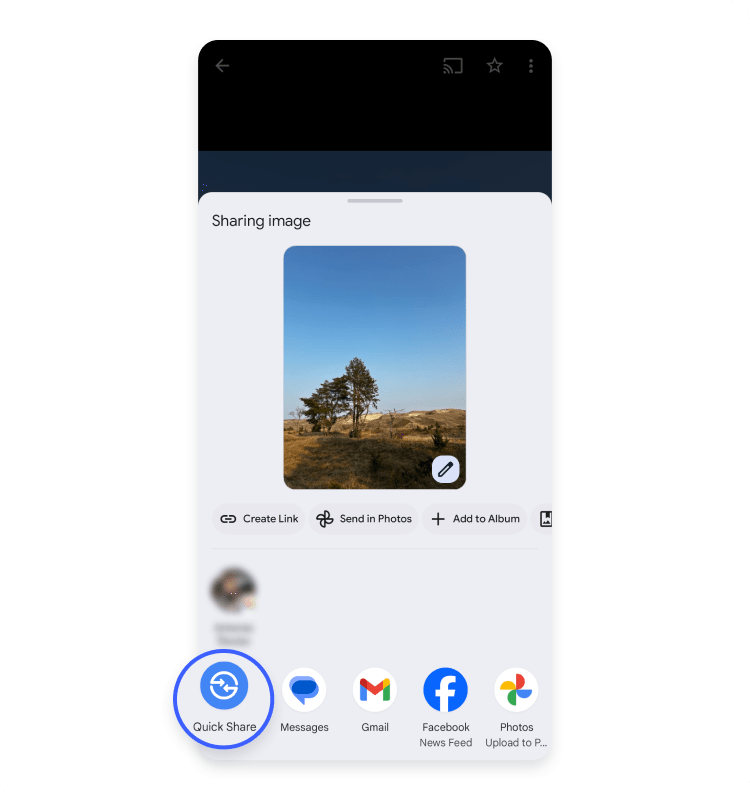 Android phone to a Windows computer using Quick Share: step 3