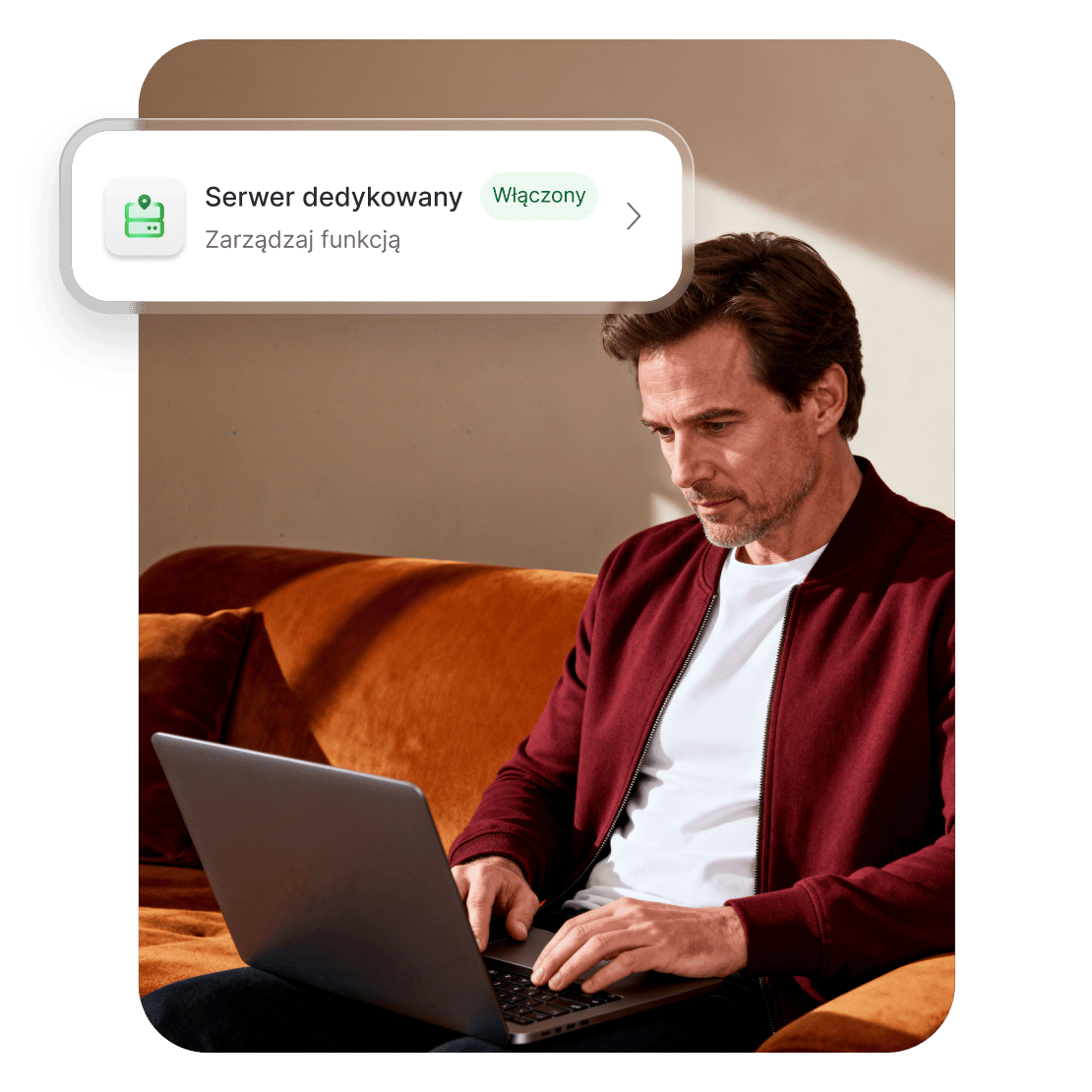 A person using a dedicated IP on their laptop to access remote devices and services.