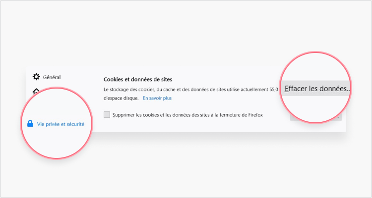 Supprimer les cookies depuis Firefox 2