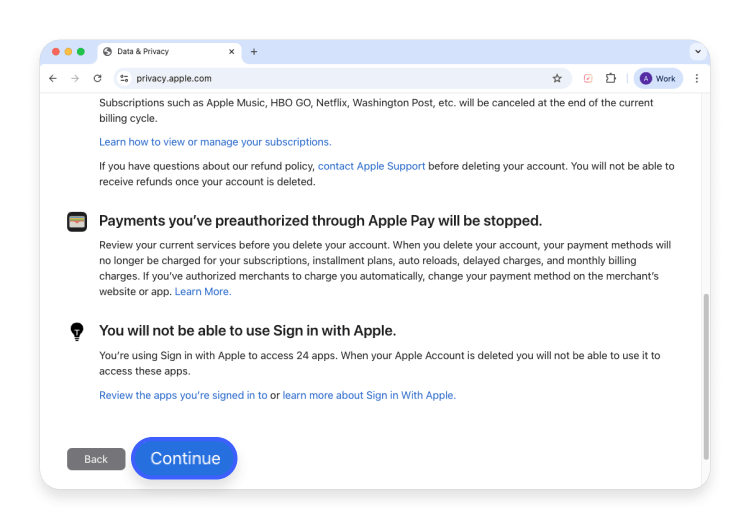 How to permanently delete an Apple ID account: Step 4