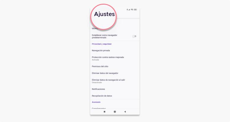 Eliminar cookies de Firefox Android paso 2