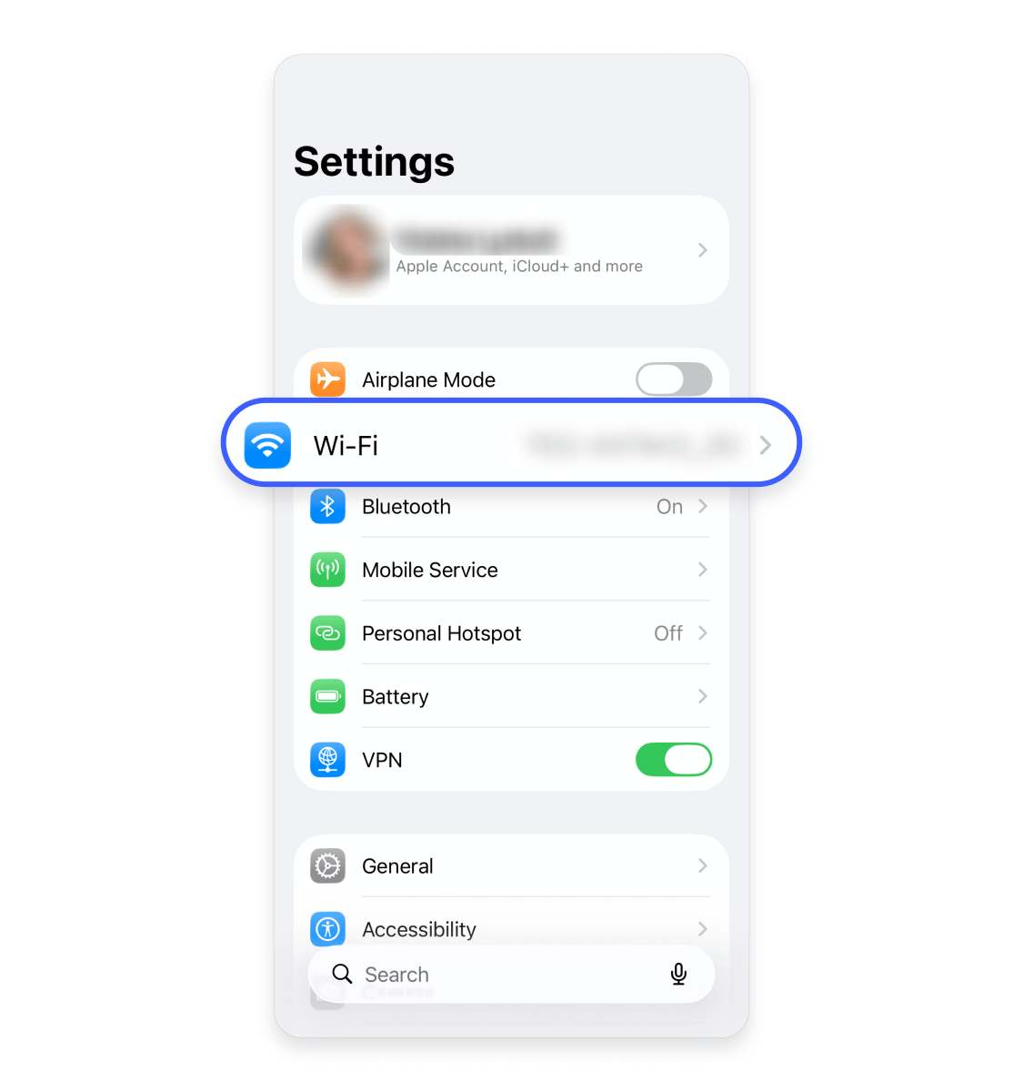 How to turn off automatic Wi-Fi connections on an iPhone: Step 1.