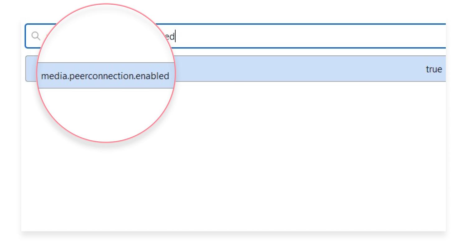 disable WebRTC firefox