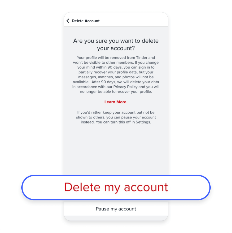 How to delete your Tinder account on an iPhone or an Android: Step 6