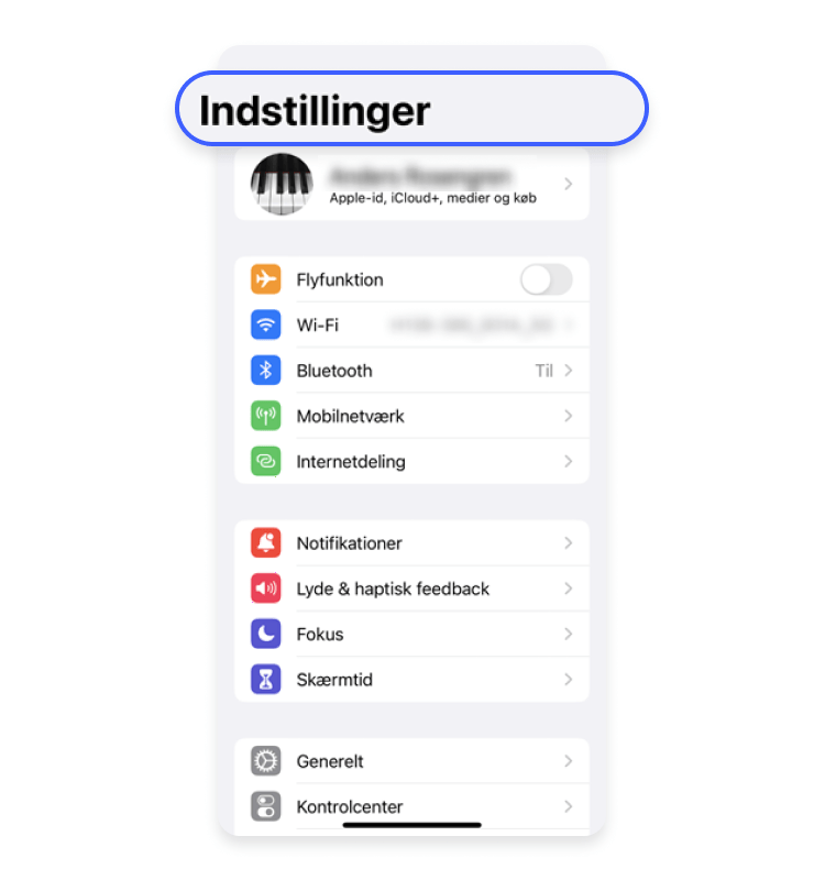 Ryd cache i iPhone: Klik på appen Indstillinger.