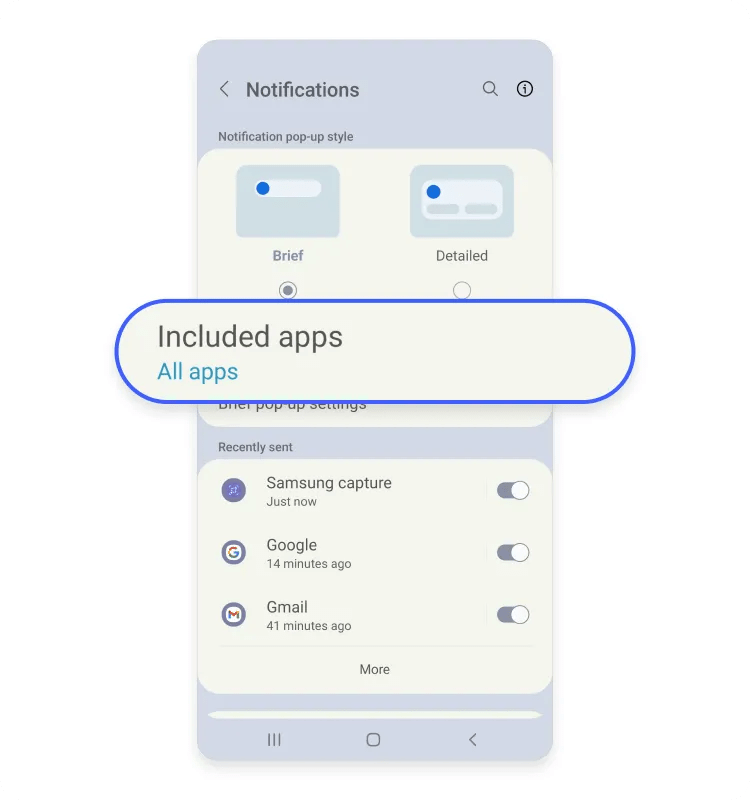 Disable notifications for specific apps: Step 2